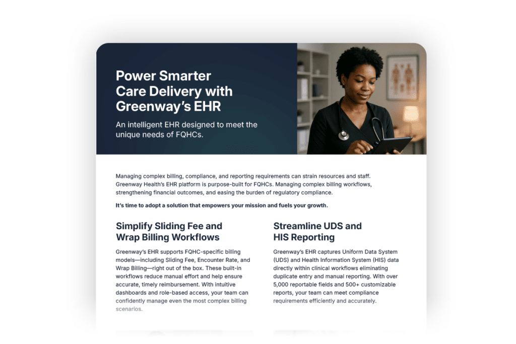 preview of a PDF brochure for FQHC practices