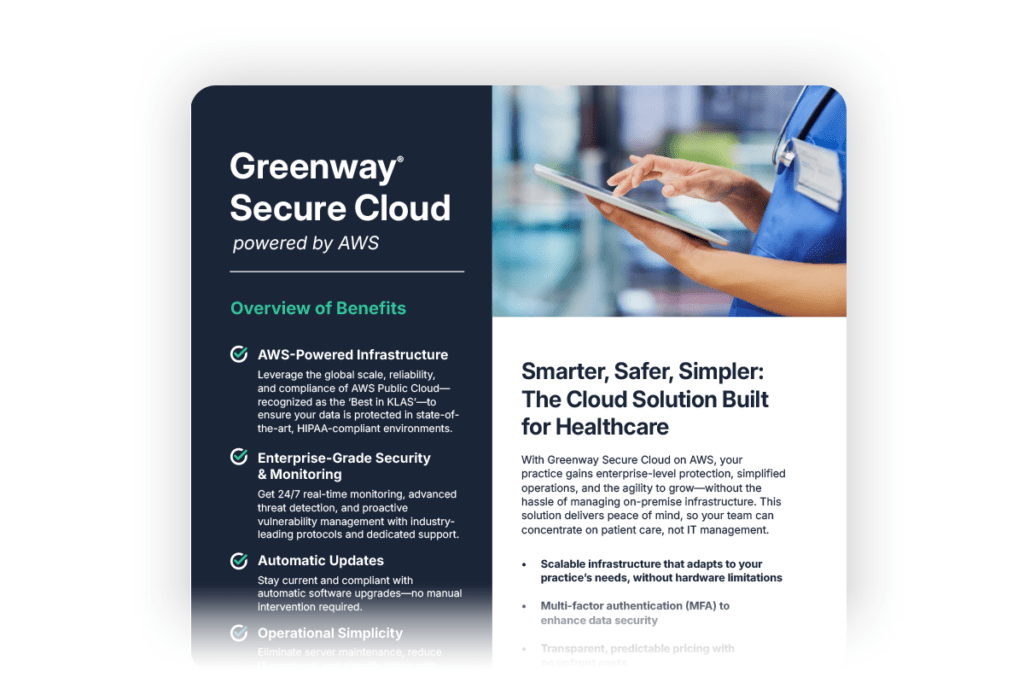 preview image of a benefit overview title Greenway Secure Cloud powered by AWS
