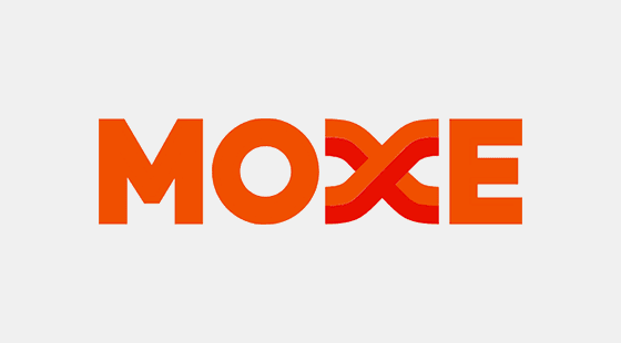the word MOXE in all caps in an orange color