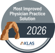 badge for the KLAS most improved physician practice solution 2026 